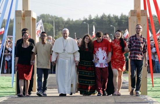Описание: Доля международных сентябре 2016 изображений, папа Франциск в Польше с молодежью